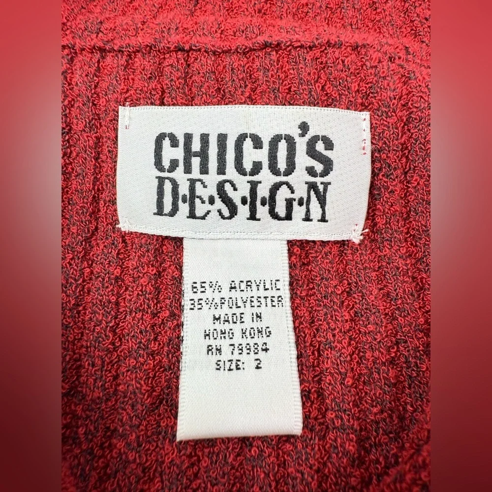 Chico’s Design Red Zipper Front Sweater Pockets Size Large